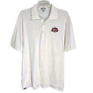 Peter Millar Stella‎ Artois Polo Shirt Mens L White Beer Logo Golf Casual